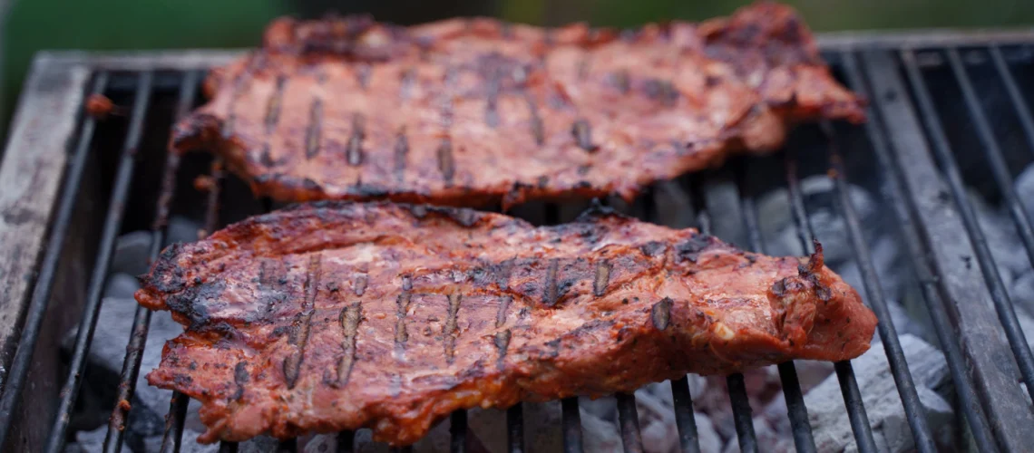 Steaks on a grill