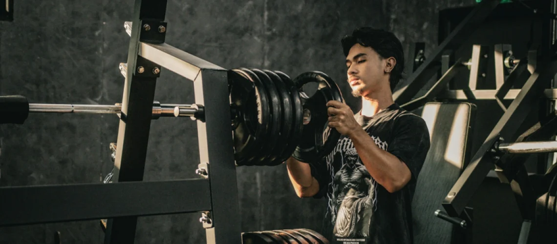 a weightlifter preparing to work out