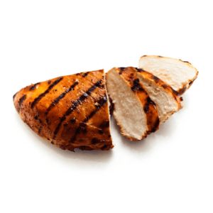 The chicken breast is a lean cut of meat taken from the pectoral muscle on the underside of the chicken.