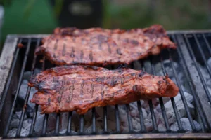 Steaks on a grill