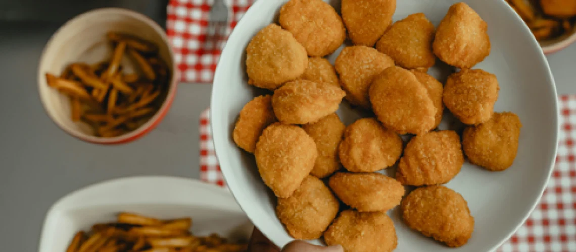 A plate of chicken nuggets